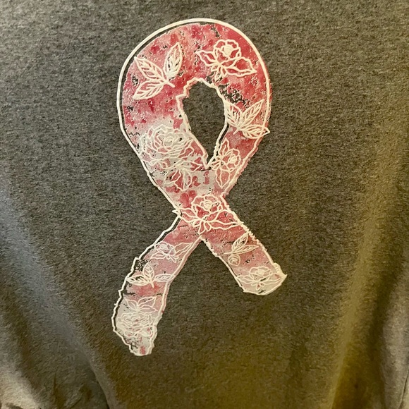 Gray Tank Top with Pink Ribbon Design. NWOT. - Picture 6 of 12